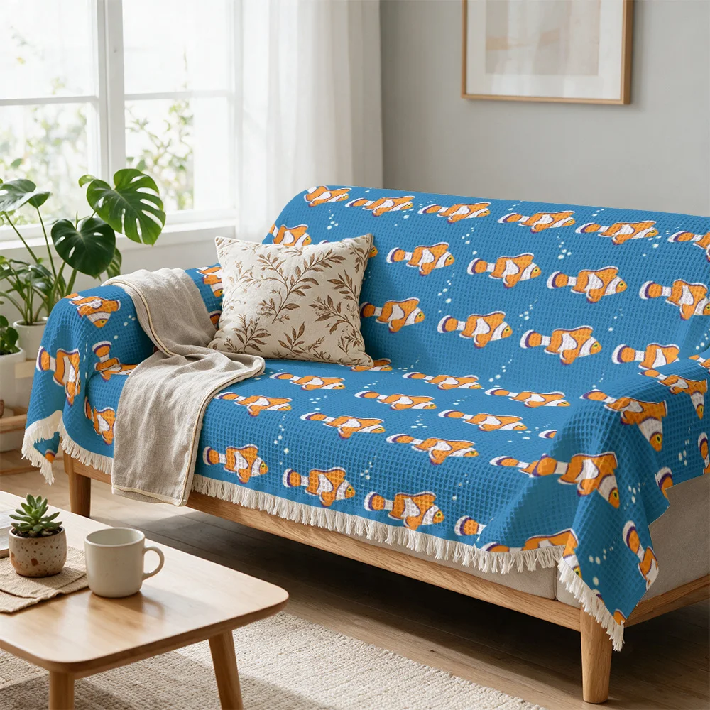 Aesthetic Tropical Coral Print Throw Blanket Sofa Throw Couch Cover Nautical Beach Decor for Living Room Home Furniture Accessor