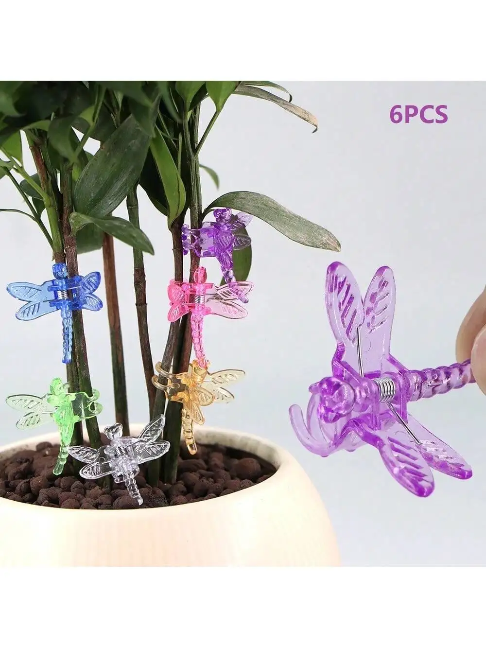 6Pcs Dragonfly Plant Clips Orchid Flower Support Clamp Vine Stem Bundle Fastener Reusable Garden Climbing Fixing Tools