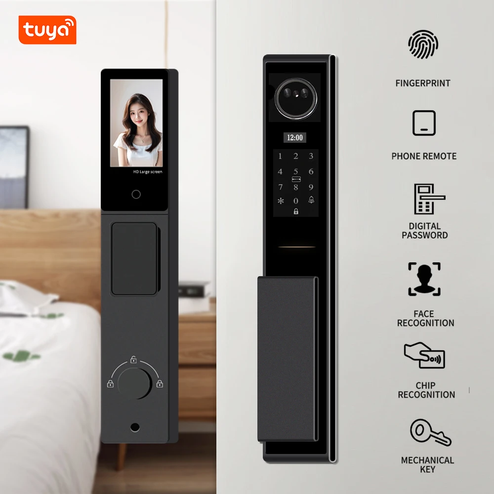 Imagem -06 - Tuya App Reconhecimento Facial Smart Door Lock Fechadura da Porta Digital Eletrônica Fechadura da Porta Totalmente Automática com Câmera Áudio Bidirecional