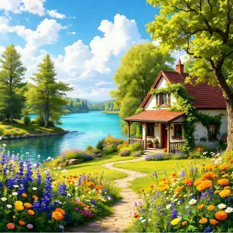 GATYZTORY Diamond Embroidery House DIY Diamond Painting Garden Landscape Suitable for Beginners Mosaic New Arrival Handmade Gift