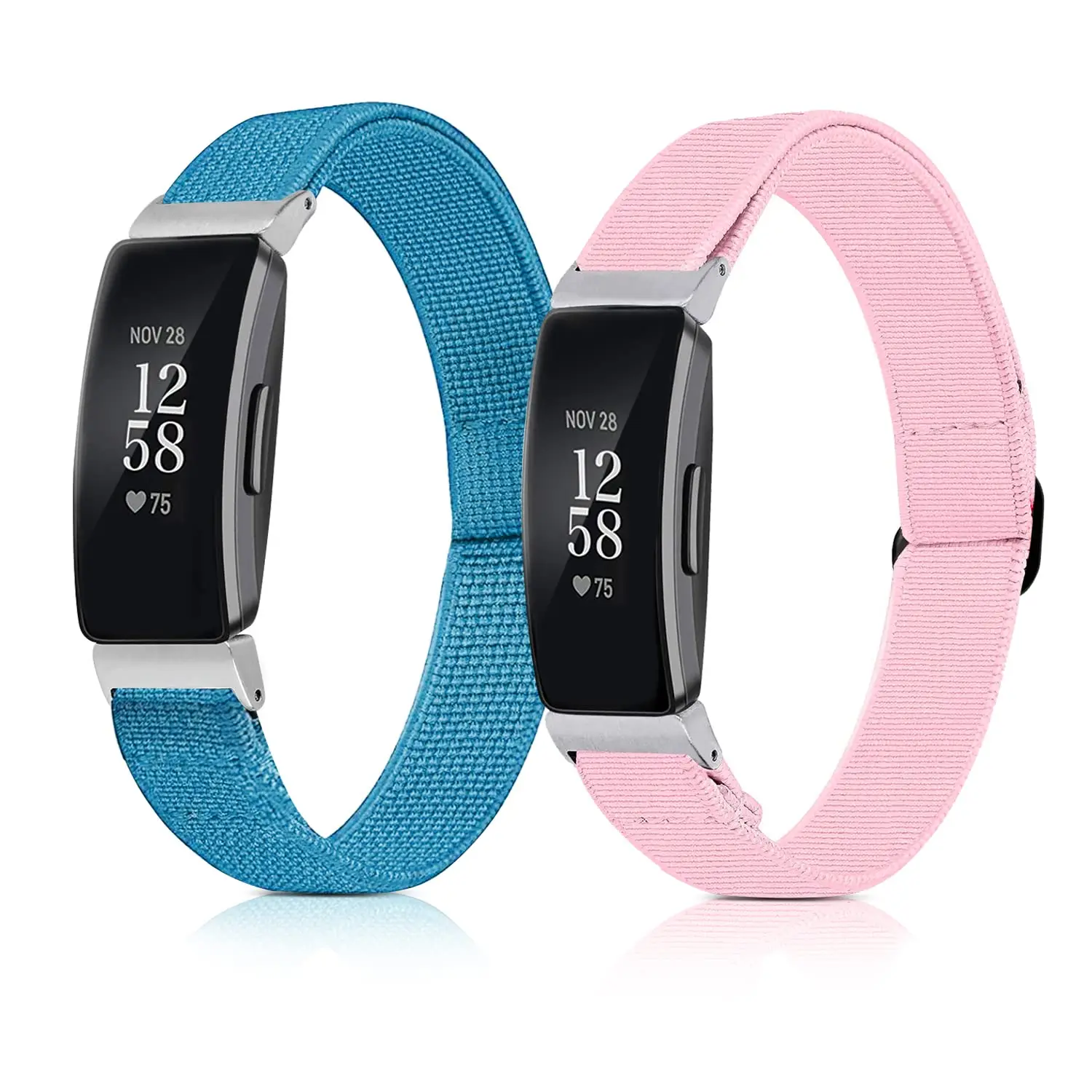 2pcs Nylon Strap for Fitbit Inspire 2 /Inspire Bands/Inspire HR ,Elastic Sport Breathable Wristband Strap for Inspire 3/2/HR/Ace