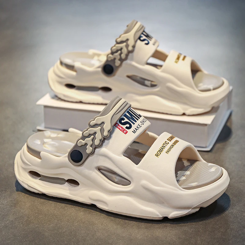 

Мужские летние спортивные сандалии на открытом воздухе, противоскользящие дезодоранты Thi Bot, пляжные тапочки для вождения, повседневные слипоны из ЭВА