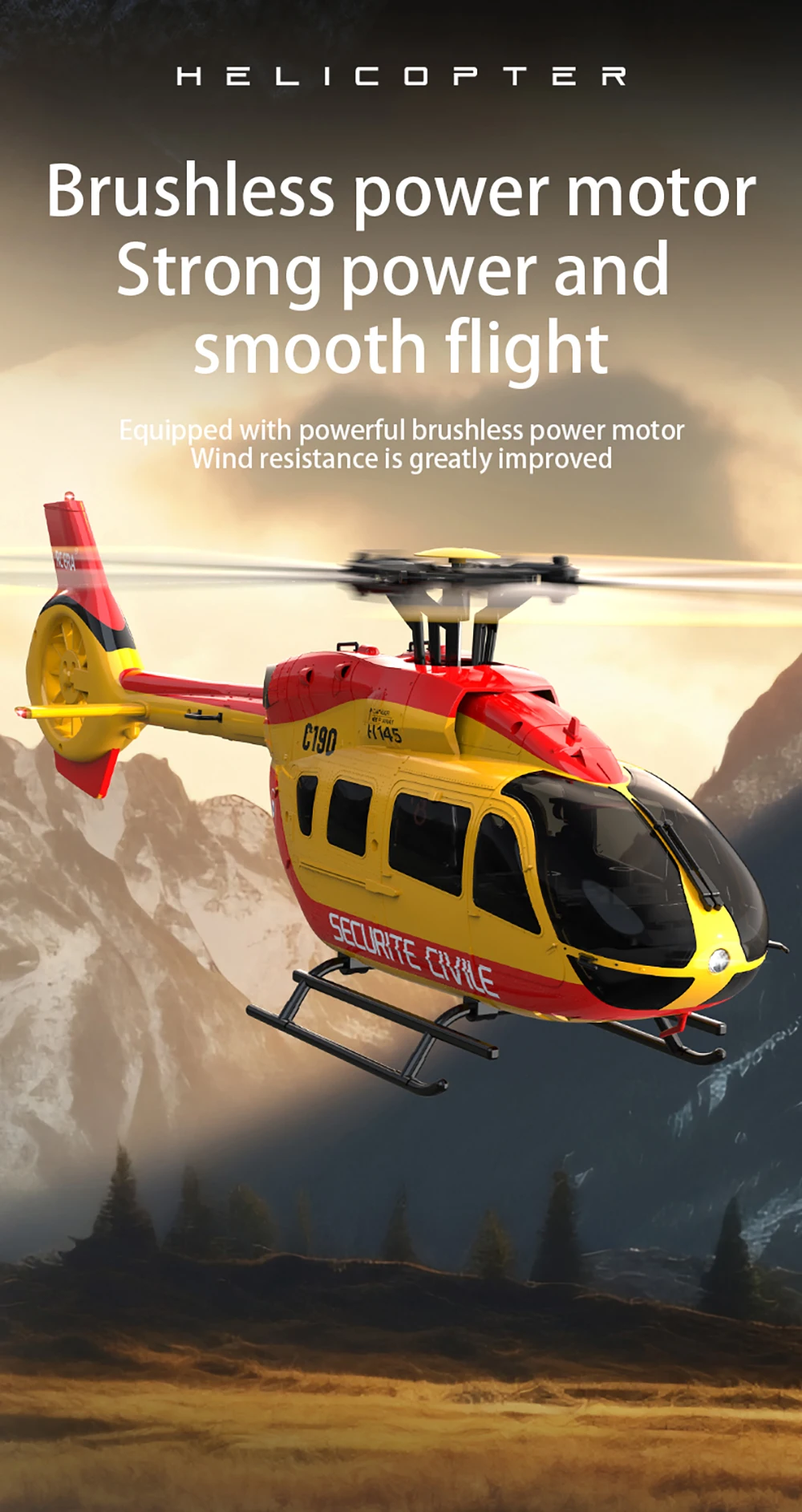 RC ERA C190(H145) 헬리콥터 듀얼 브러시리스 6채널 광학 흐름 위치 지정 311mm 길이 6축 자이로 13분 비행 RC 비행기