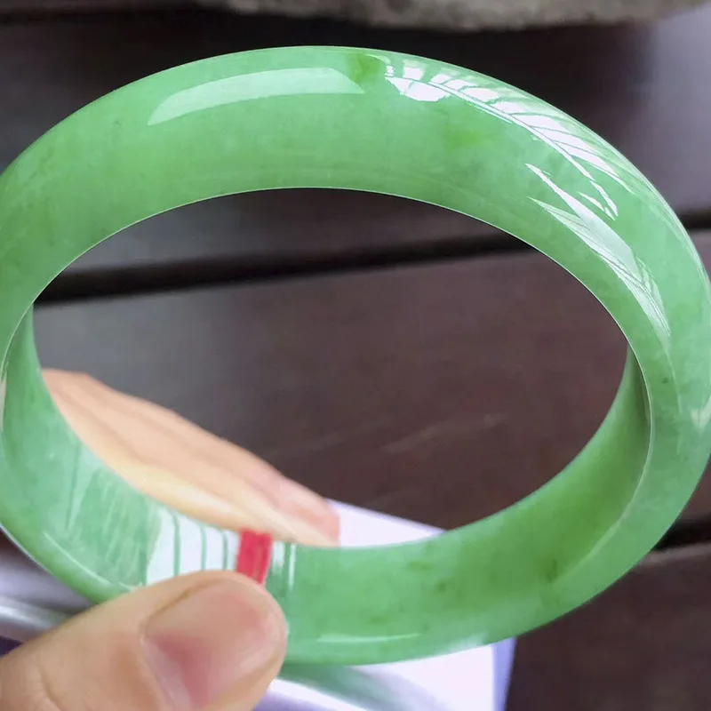 Factory Wholesale Myanmar Natural Emerald a Goods Full of Green Big Size Positive Ring Jade Bracelet