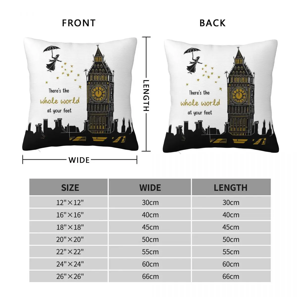 Mary Poppins Whole World At Your Feet Pillowcase Polyester Linen Velvet Creative Zip Decorative Throw Pillow Case Room Wholesale