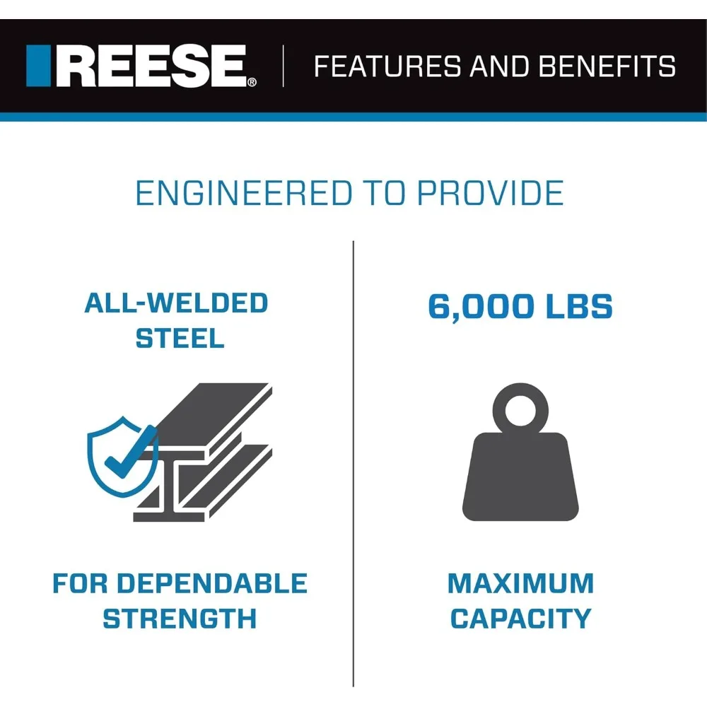 2-Inch Square Receiver Trailer Hitch Ball Mount, 6000 lbs Capacity, Includes Black Nickel Ball