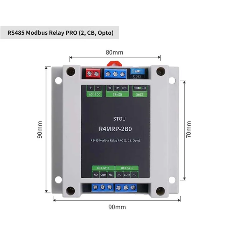 

ABUO-Промышленный 2-канальный релейный модуль RS485, интерфейсное реле Modbus RTU, управление протоколом, изоляция оптопары