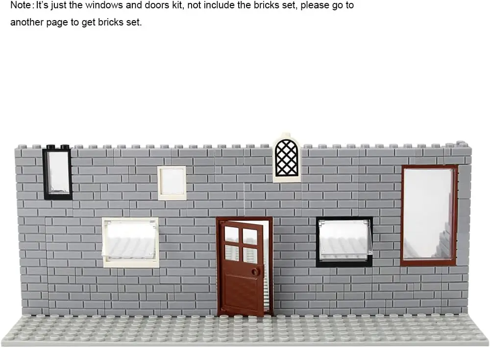 مجموعة النوافذ والأبواب ملحقات الديكور الداخلي MOC مجموعة مكعبات البناء 118 قطعة وأجزاء متوافقة مع العلامات التجارية الكبرى