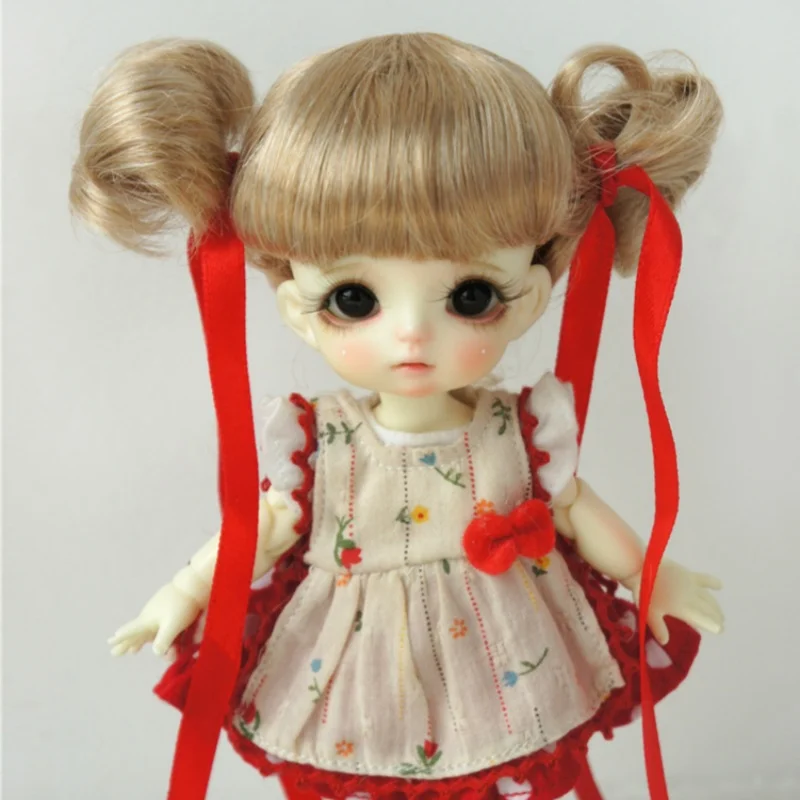 JD034 Twins Lovely Dumping Pony Synthetic Mohair BJD Wigs 1/12 1/8 OB11 1/6 YOSD Lati White & Yellow Doll Hair