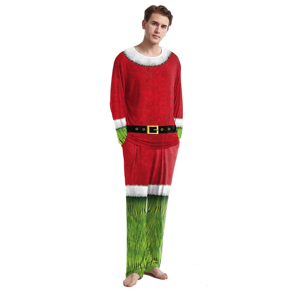 Christmas Santa Claus Green Monster Pyjamas Cute Adult Kids Nightwear Family Matching Outfits Xmas Sleepwear Baby Romper