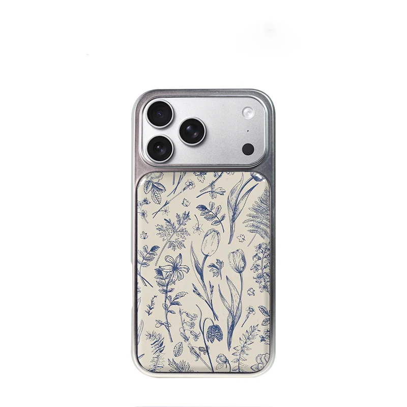 Advenced French Indigo Bouquet Phone Case For IPhone 17 Air 16 15 14 13 12 11ProMax Plus Plating Drop Glue Shockproof Hard Shell
