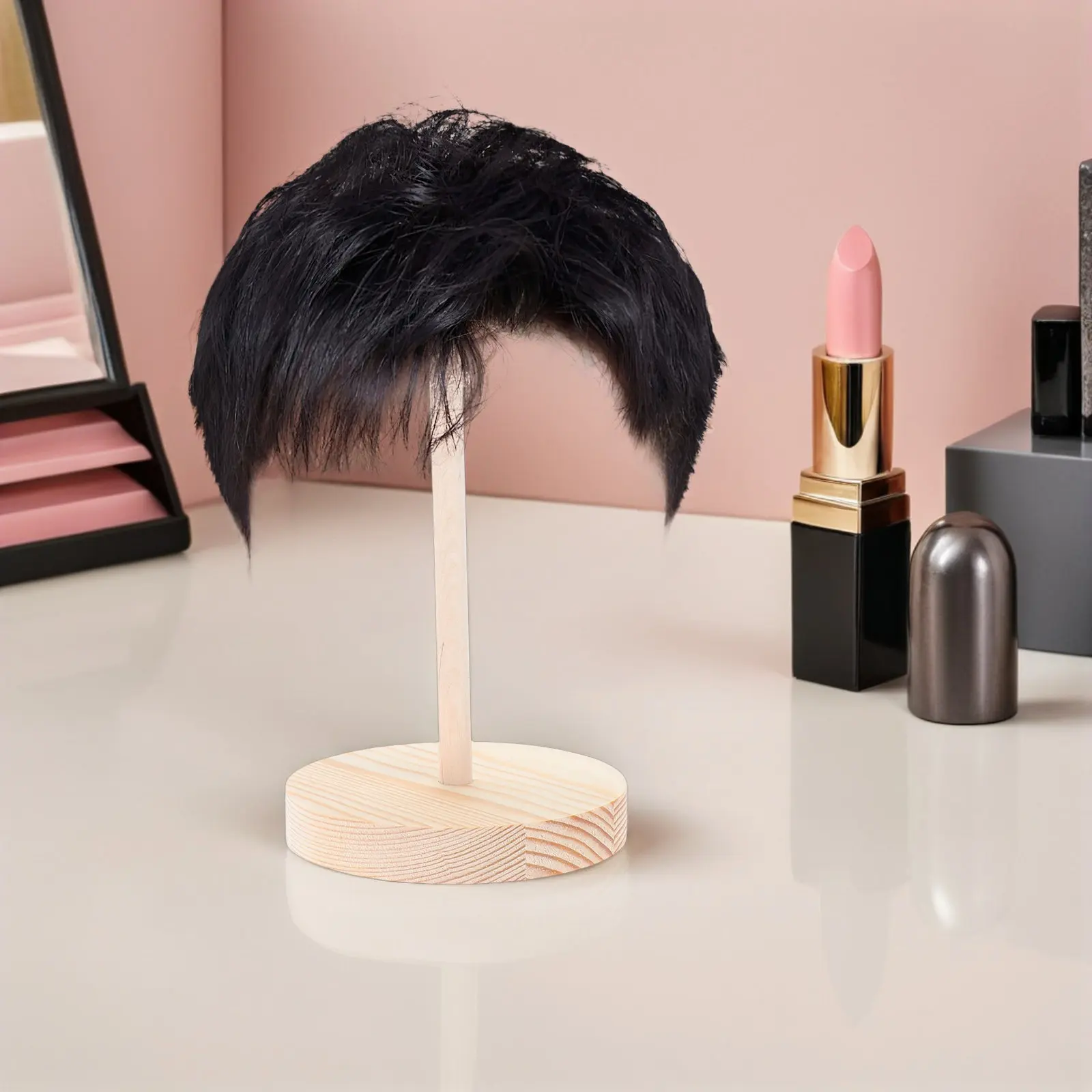 Mini Wooden Holder Stable Stand for Styling Storage Hair Extensions Display Rack for Home Photography Wigs Storage Holder
