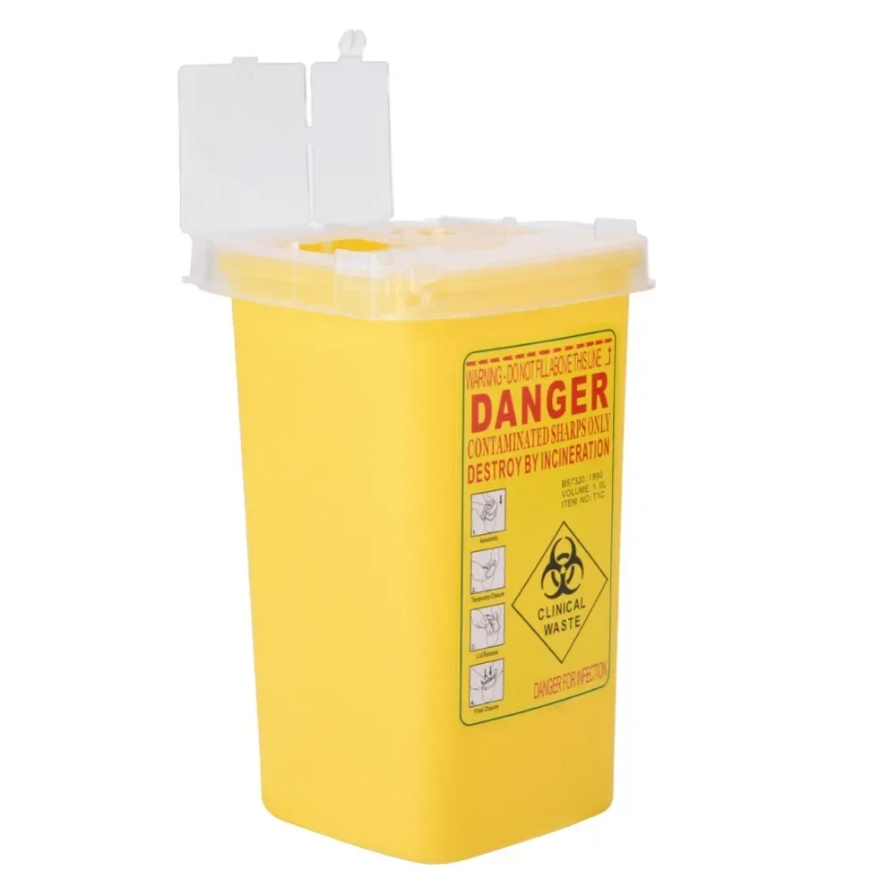 Tattoo Medical Plastic Sharps Container Biohazard Needle Disposal 1L Size Waste Box Tattoo Machine Supplies Box Container Tatoos