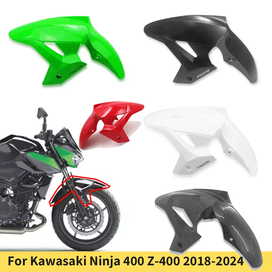 

Fit For Kawasaki Ninja 400 Z400 EX400 2018 2019 2020 2021 2022 2023 2024 Motorcycle Front Fender Mudguard Tire Splash Mud Guard
