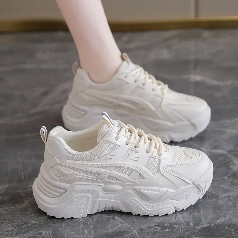 Papa's schoenen dames zomer ademend 2024 nieuwe veelzijdige casual populaire mesh sport kleine witte schoenen zomereditie