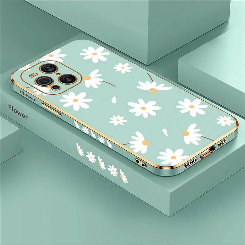 Silicone Soft Case For OPPO Find X3 X5 Lite X2 NEO F11 F5 F7 F9 F21 R17 Pro Luxury Flower Plating Phone Cover Fundas