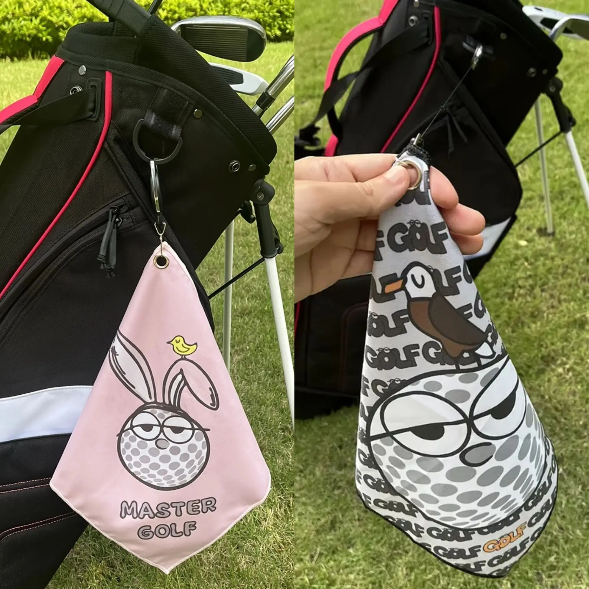 عدد 2 من مناشف الجولف الفاخرة ذات الطراز الجديد، وطباعة مزدوجة الجوانب، فائقة الامتصاص وسريعة الممتعة وهدايا إبداعية للرجال والنساء.