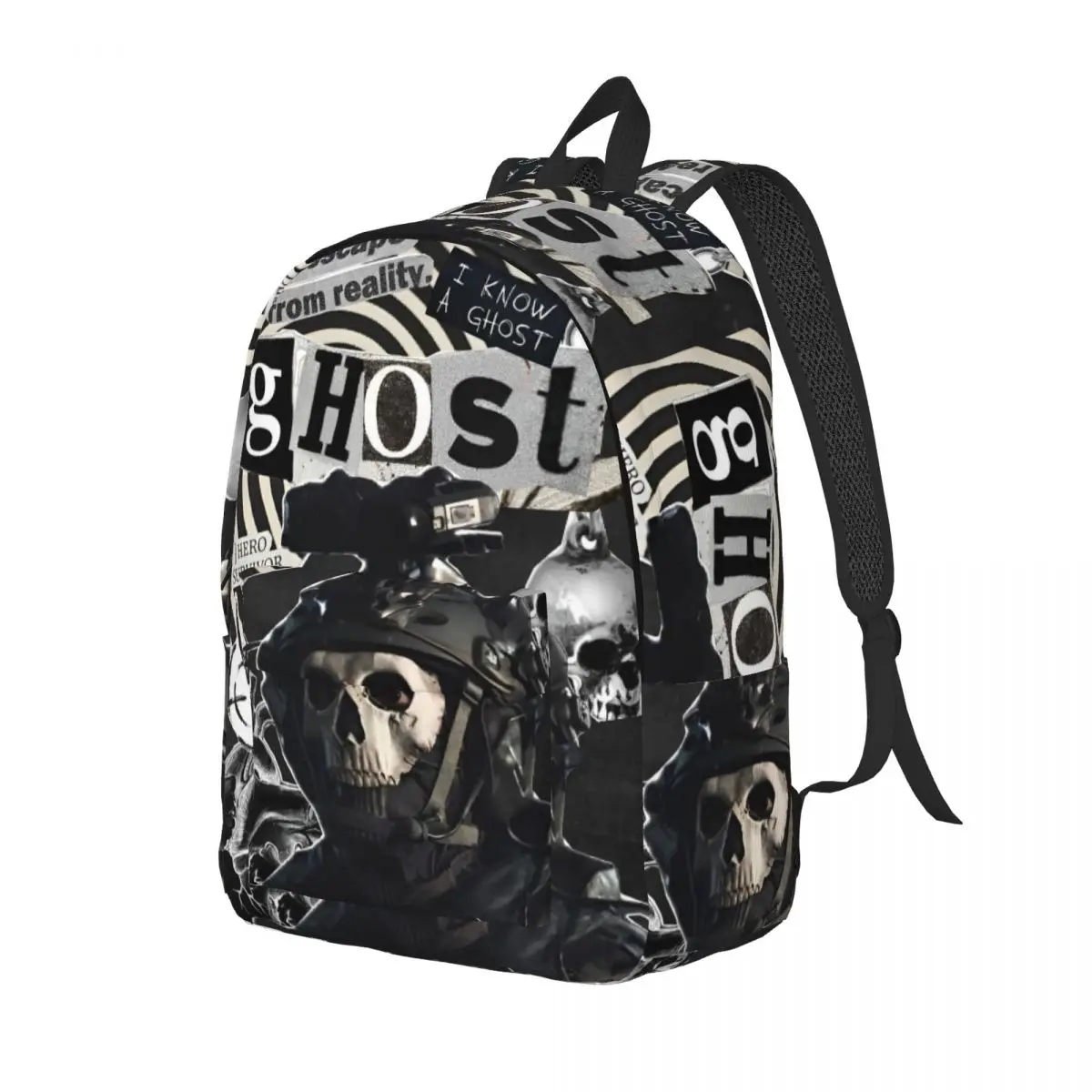 Gothic Call Of Dutys Ghost Teenage Backpack Sports High School Hiking Travel Game Daypack for Men Women College Shoulder Bag