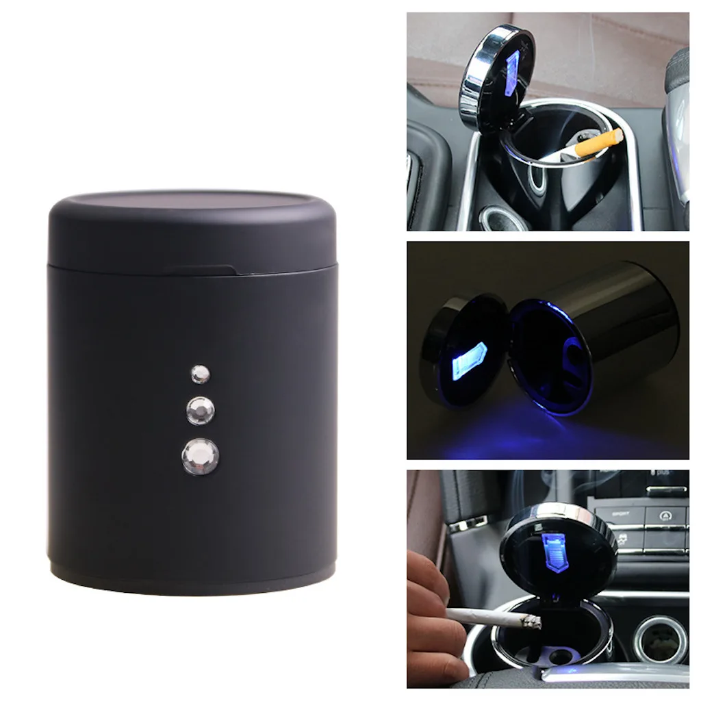 Car Led Trash Can Garbage Holder Ashtray Storage Bag Accessories Auto Door Seat Back Visor Trash Paper Dustbin