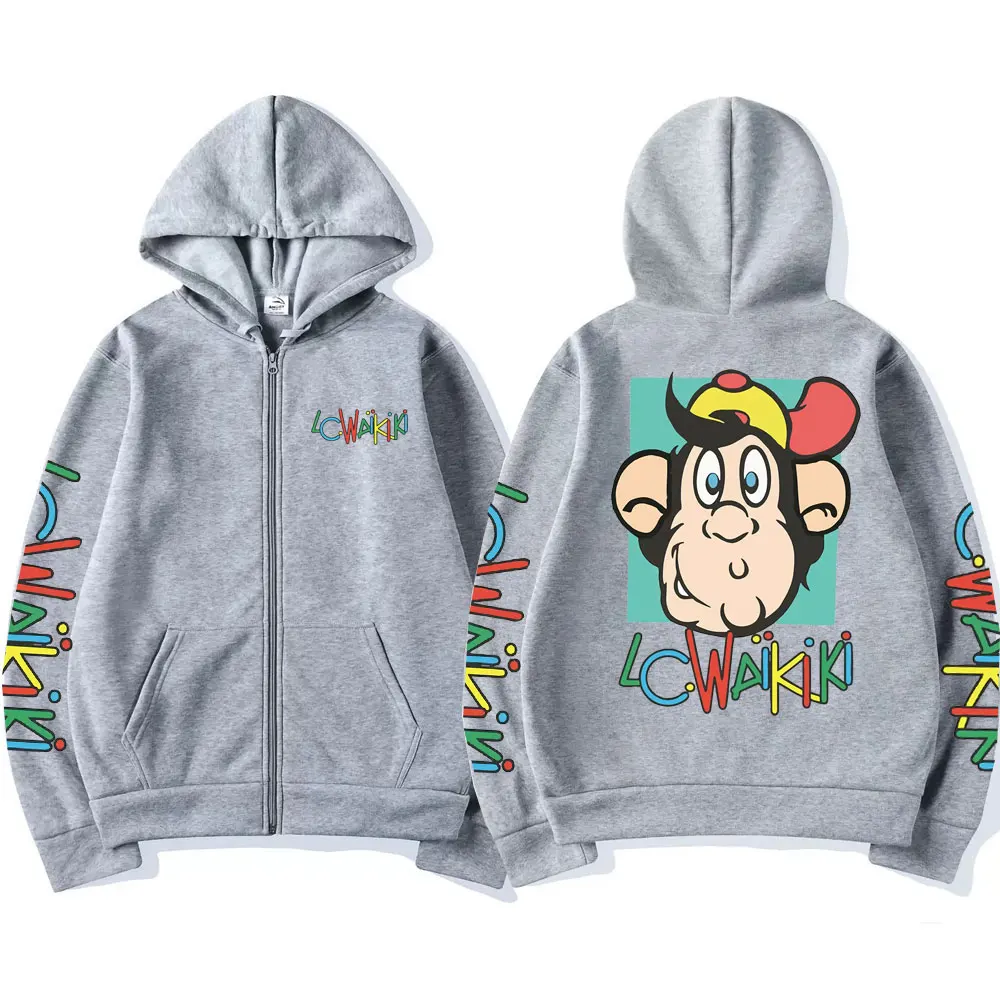 Anime casual macaco gráfico com zíper com capuz lc waikiki macaco zip hoodies moda masculina zip moletom homem ulzzang roupas