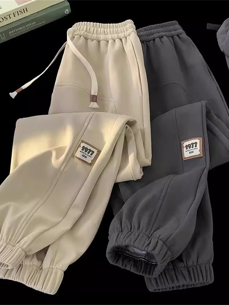 

Loose American Sle Casual Sports Pants for Boys Autumn New Arrival Heavyweight y Sweatpants Cuffed Long Trousers