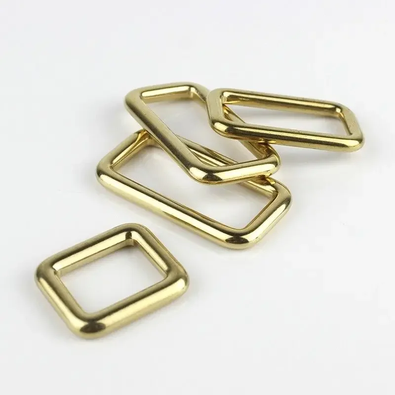 Solid brass square ring buckles cast seamless rectangle rings leather craft bag strap buckle garment belt luggage purse DIY