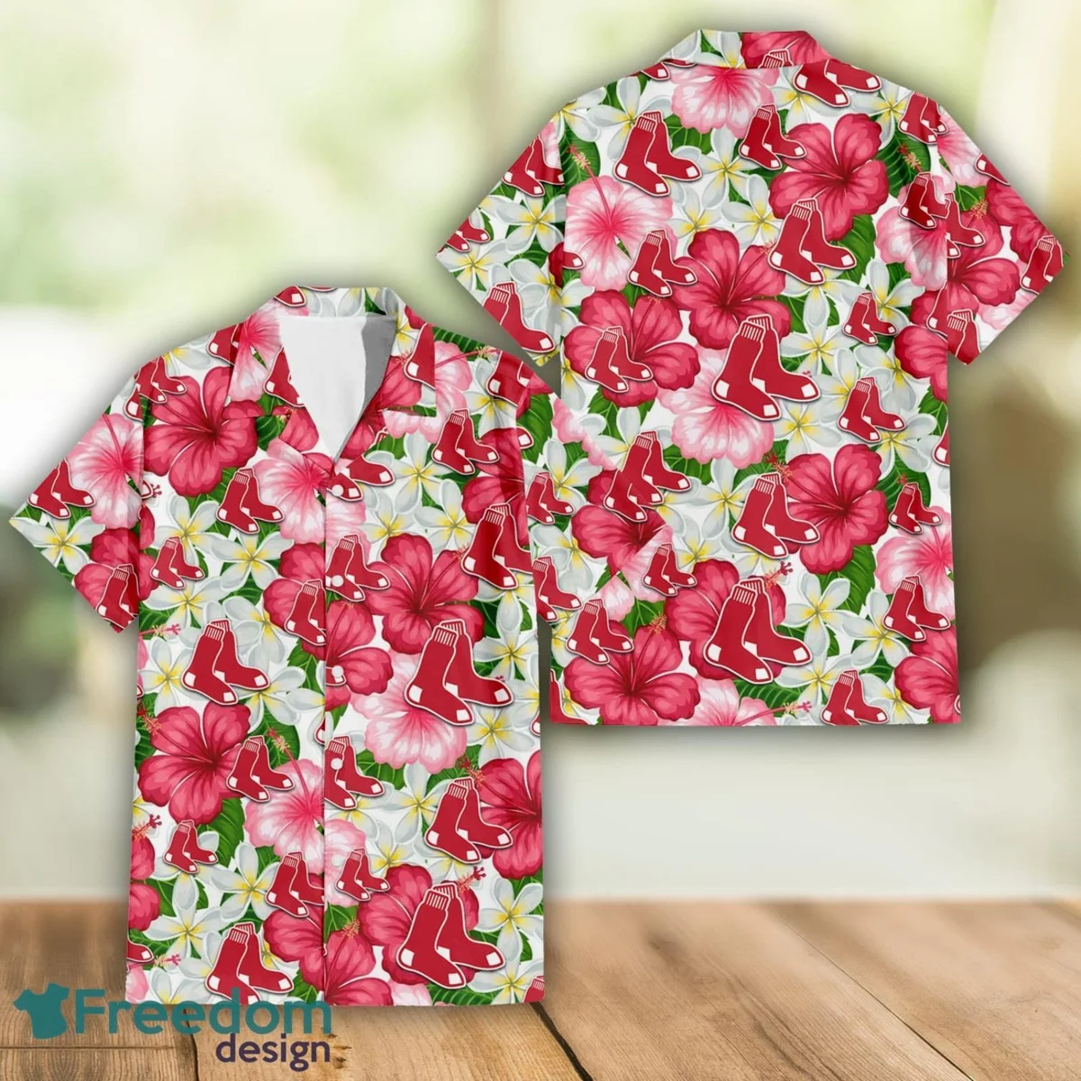 Hawaiian Shirts for Men Red Flowers and Socks Logo Print Beach Short Sleeve Summer Casual Button Up Tops 3D Shirts