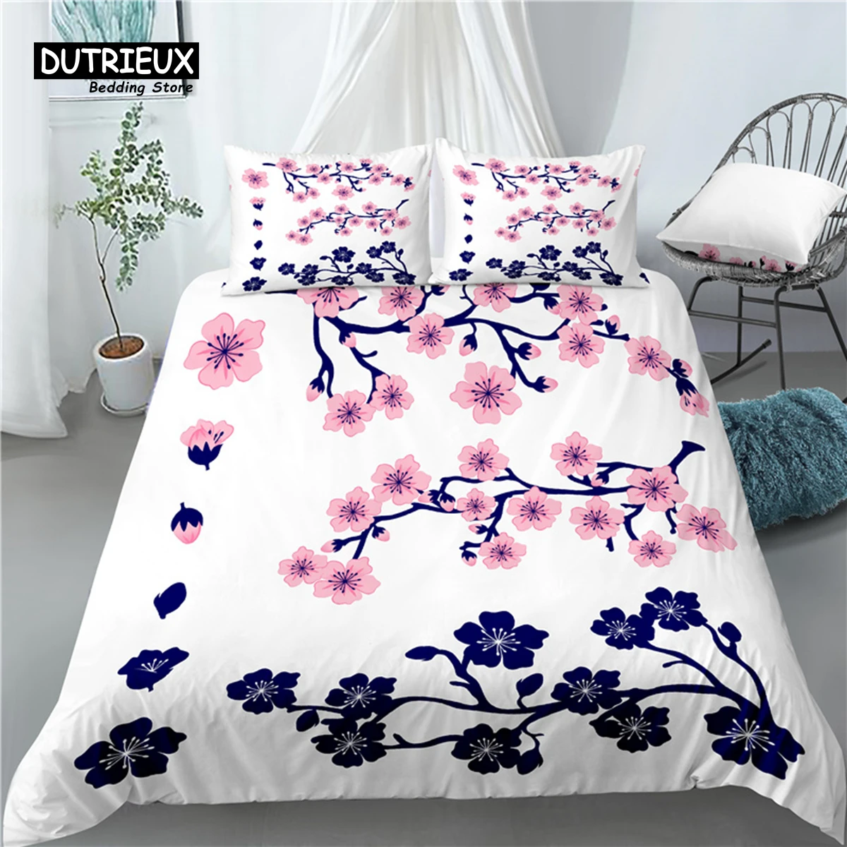 

Home Living Luxury 3D Cherry Blossoms Print 2/3Pcs Comfortable Duvet Cover PillowCase Bedding Sets Queen and King EU/US/AU Size