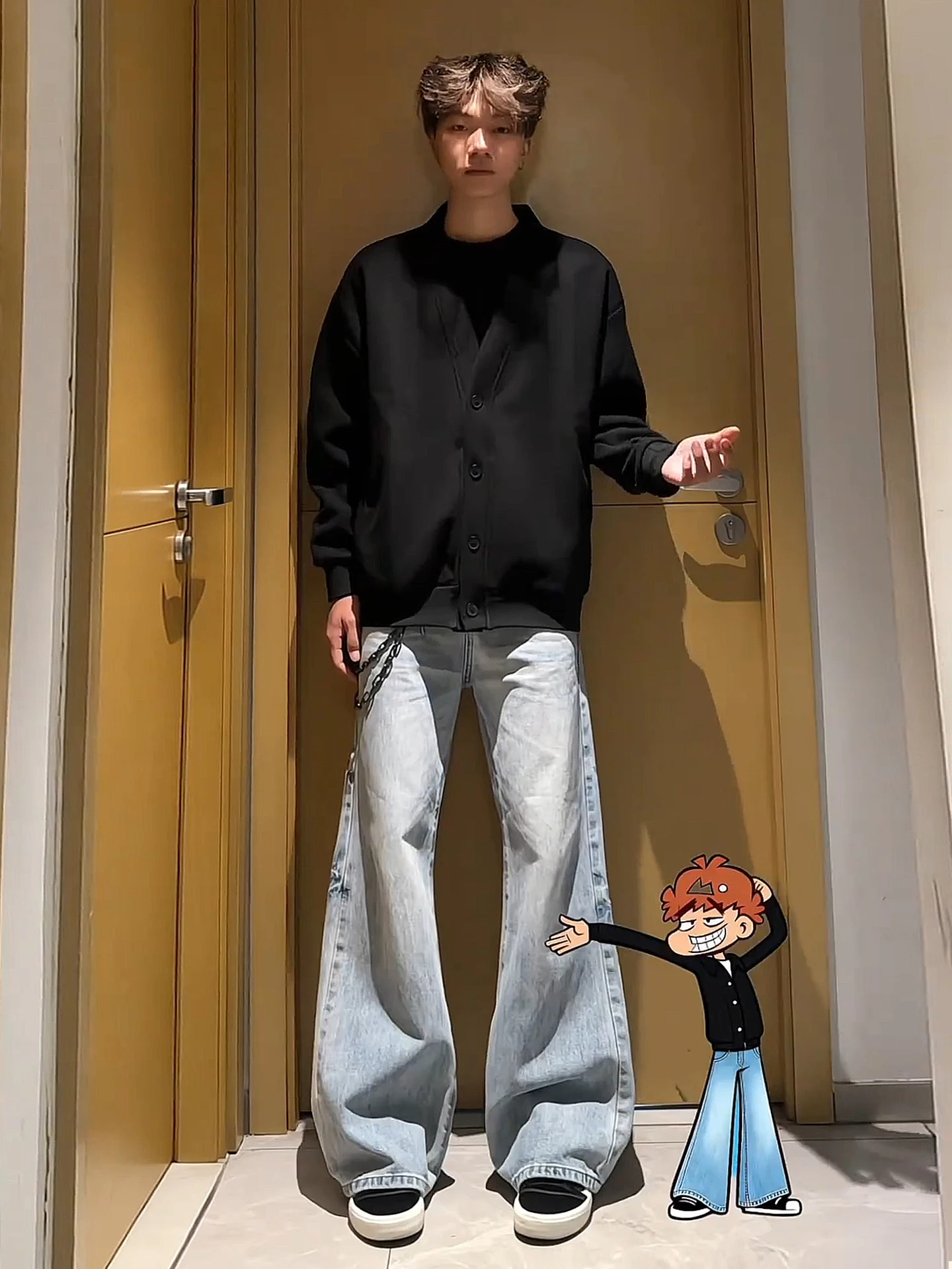 

Light Blue American Style Knife Jeans Men's Autumn Bamboo Fiber Loose Wide Leg Pants Straight Tube Fit Casual Jeans