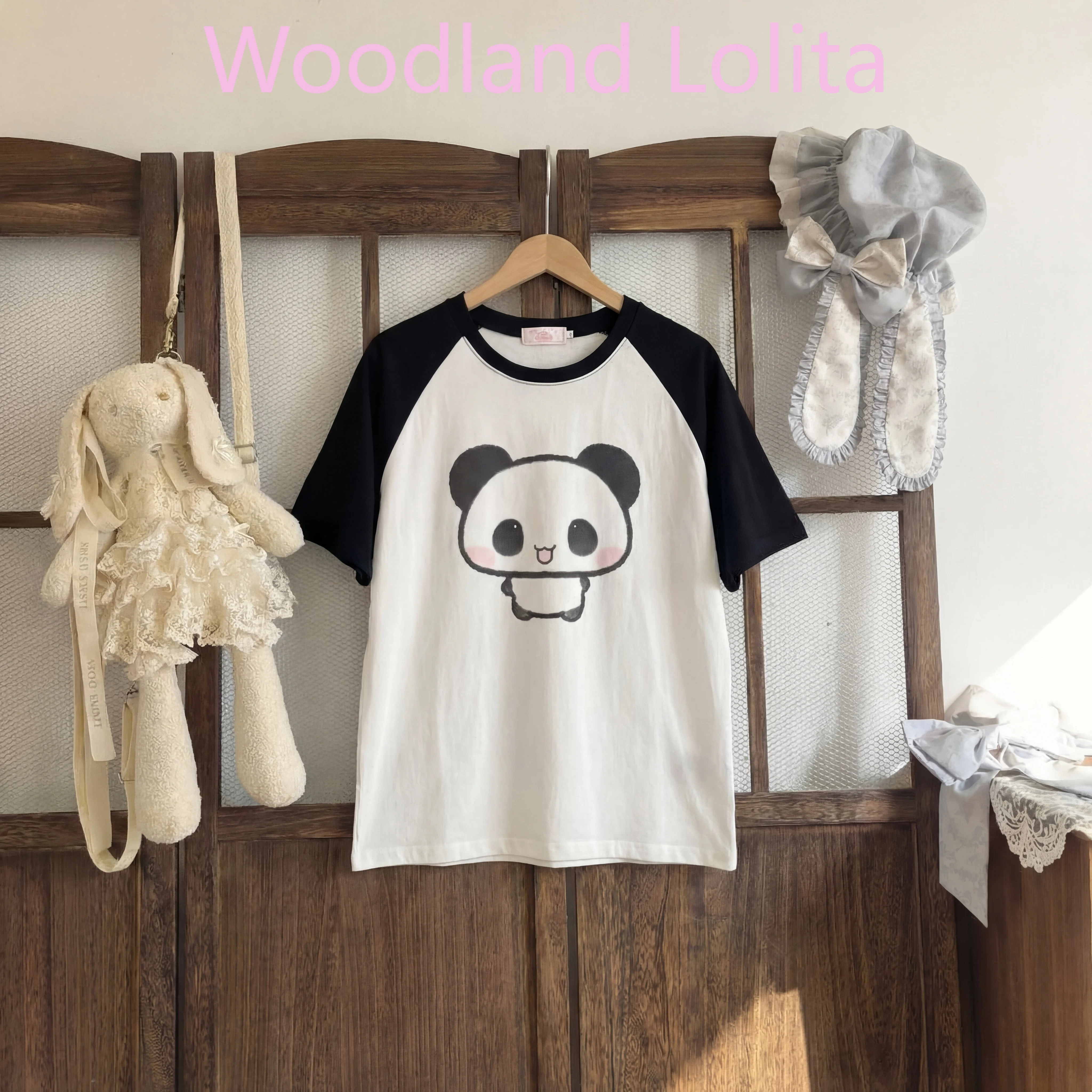 Cute T Shirt Short Sleeve Cartoon Panda Y2k Women's Japanese Summer Popular New Top White Black Casual Kawaii Pulovers Tees