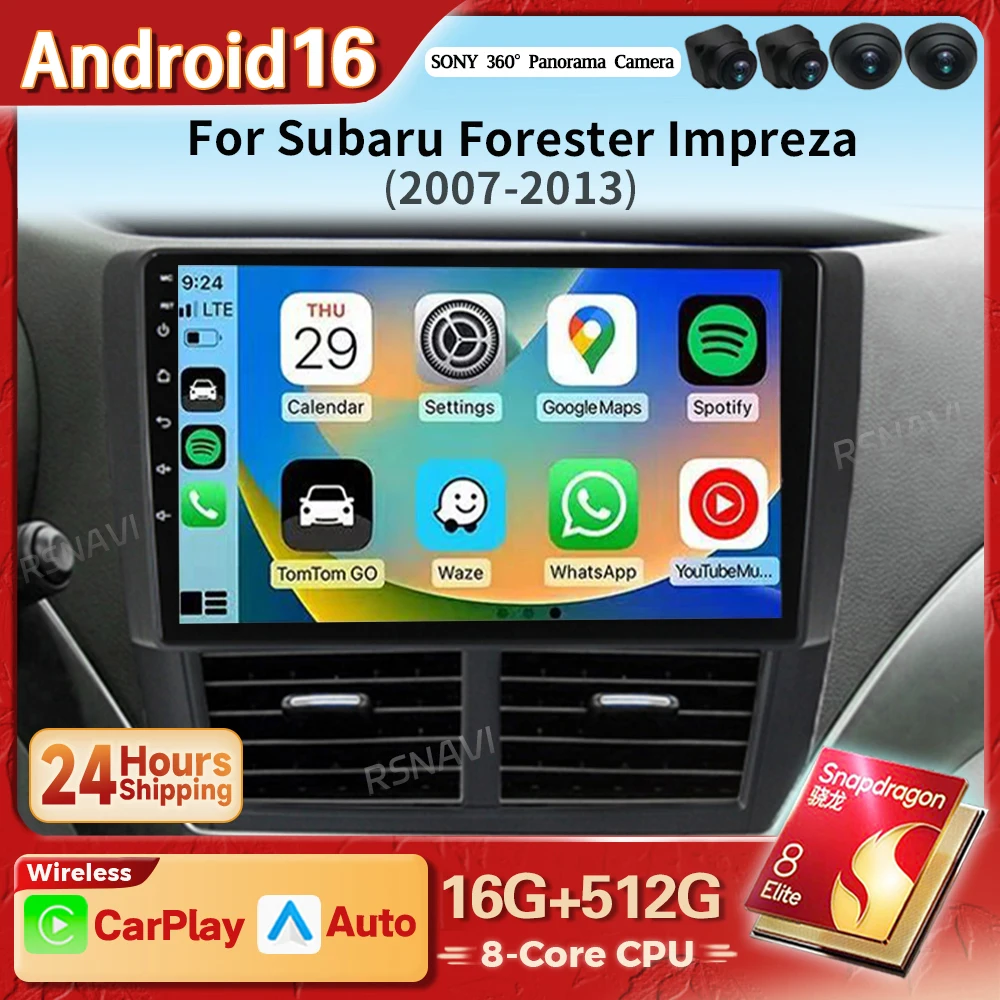 Autoradio multimédia Android 16 Carplay Auto pour Subaru Forester Impreza 2007 2008 - 2013, autoradio 2DIN, lecteur stéréo