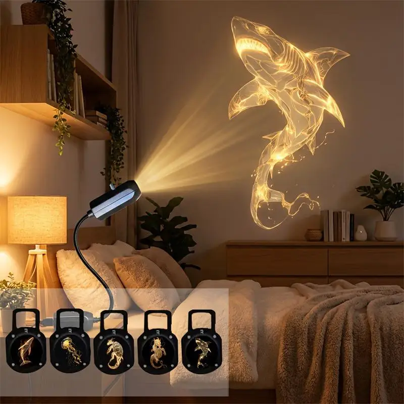 USB Projector Night Light with Replaceable Lamp Sheets Easy to Install Ambient Light for Dorm Home Office Use