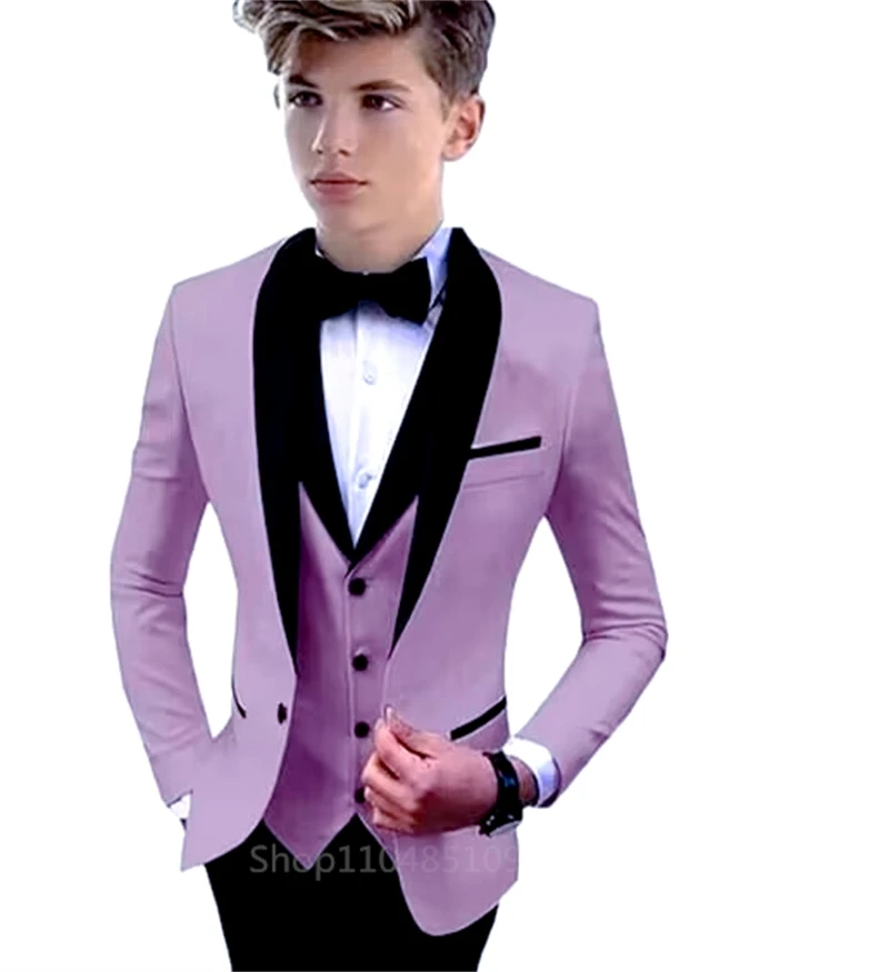 

Handsome Boys Suit 3 Piece Suit Big kids Custom Suits 2-18 Years Old Wedding Tuxedo Shawl Lapel Blazer Vest Pants Set for Boys