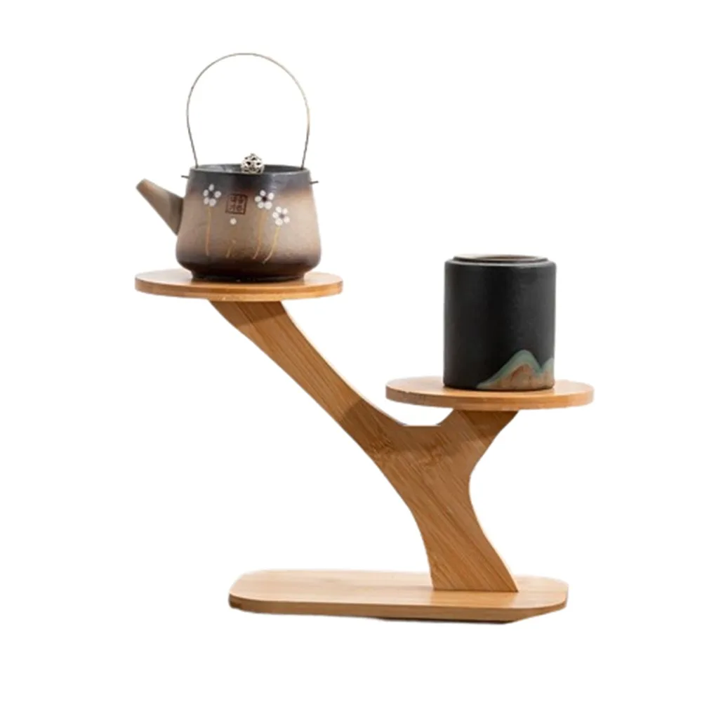 Bamboo Shelf Desktop Flower Rack Tree Branch shape Multi-layer Desktop Plants Stand Home Decoration Flower Storage