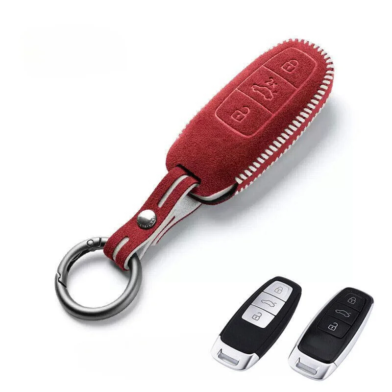 Z+ Suede Leather Car Key Fob Case Cover For Audi S3 S6 A3 A6 A7 A8 S8 Q8 RS6 E-Tron