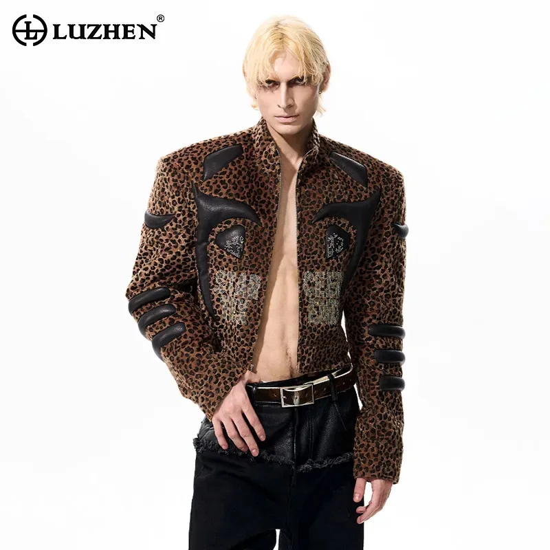 

LUZHEN персонализированная уличная модная нишевая лоскутная дизайнерская повседневная куртка мужская оригинальная красивая одежда с леопардовым принтом JY4306