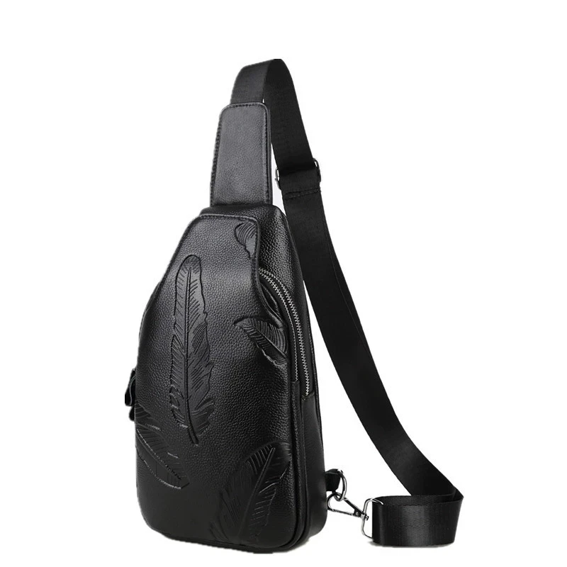 

Черная мужская нагрудная сумка из натуральной кожи, маленькая сумка через плечо из коровьей кожи, многофункциональная мужская сумка на одно плечо, новинка 2023 года