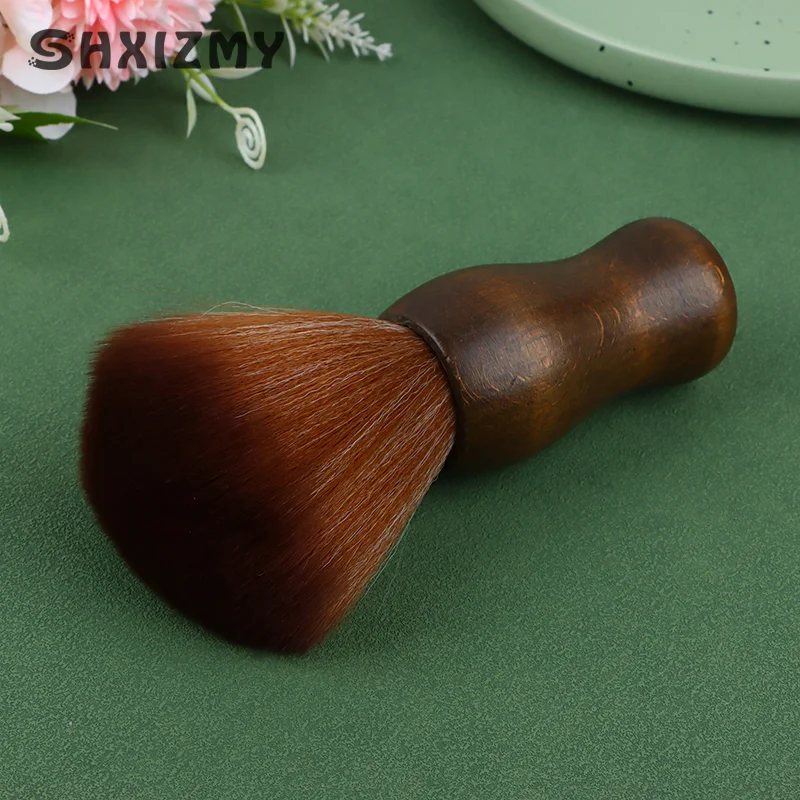 Barber Neck Duster Brush Wood Handle With Hook Hairdressing Cleaning Brush Natural Fiber Salon Hair Sweep Brushes