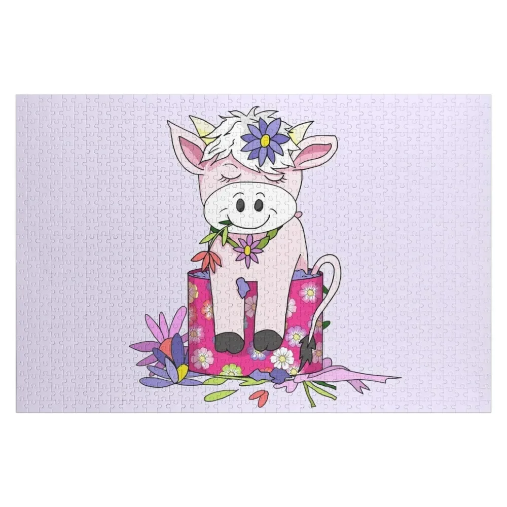 cartoon cow in a box Jigsaw Puzzle Personalized Kids Gifts Woods For Adults Puzzle