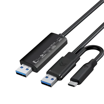USB 2.0 3.0 + C타입 PC-PC 동기화 데이터 링크 마우스 키보드 공유 링크 넷, 직접 파일 전송 브리지, 윈도우 PC 복사 케이블 S01