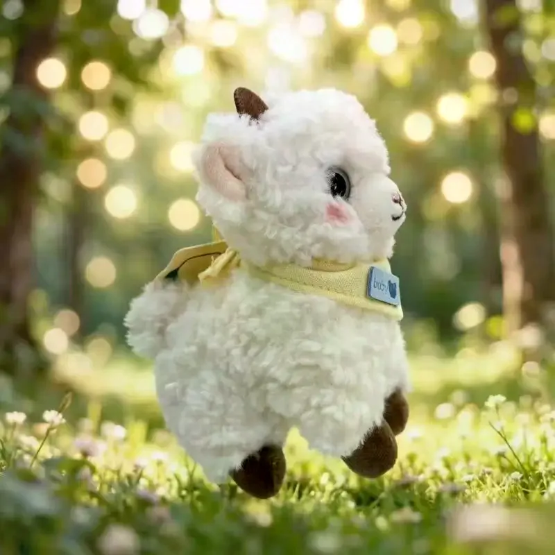 Cute White Lamb Stuffed Plush Toy with Decorative Bandana Soft Huggable Plushie for Kids Gift Baby Nursery Room Decor
