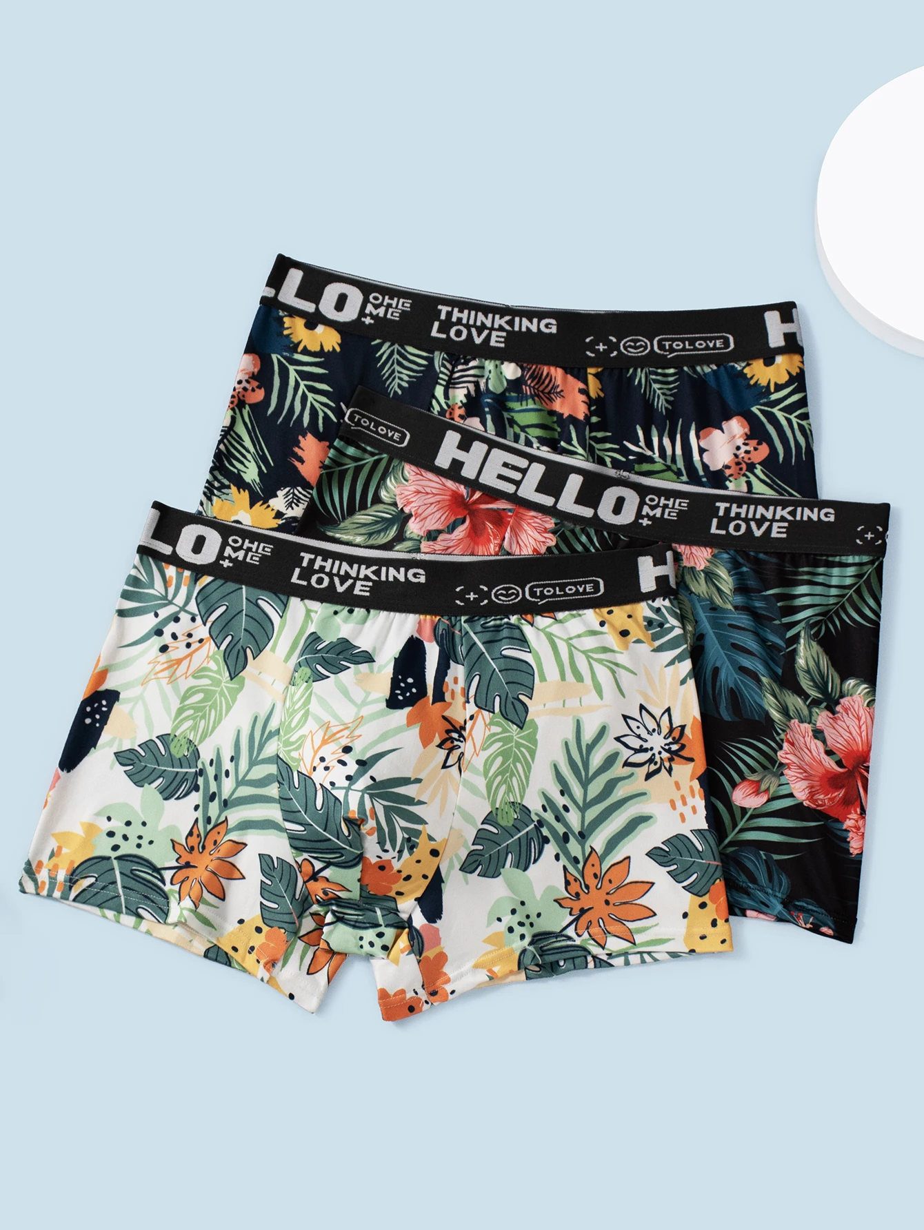 Men\'s underpants 3 pcs personalized letter waist fashion flower print soft and comfortable men\'s boxer shorts