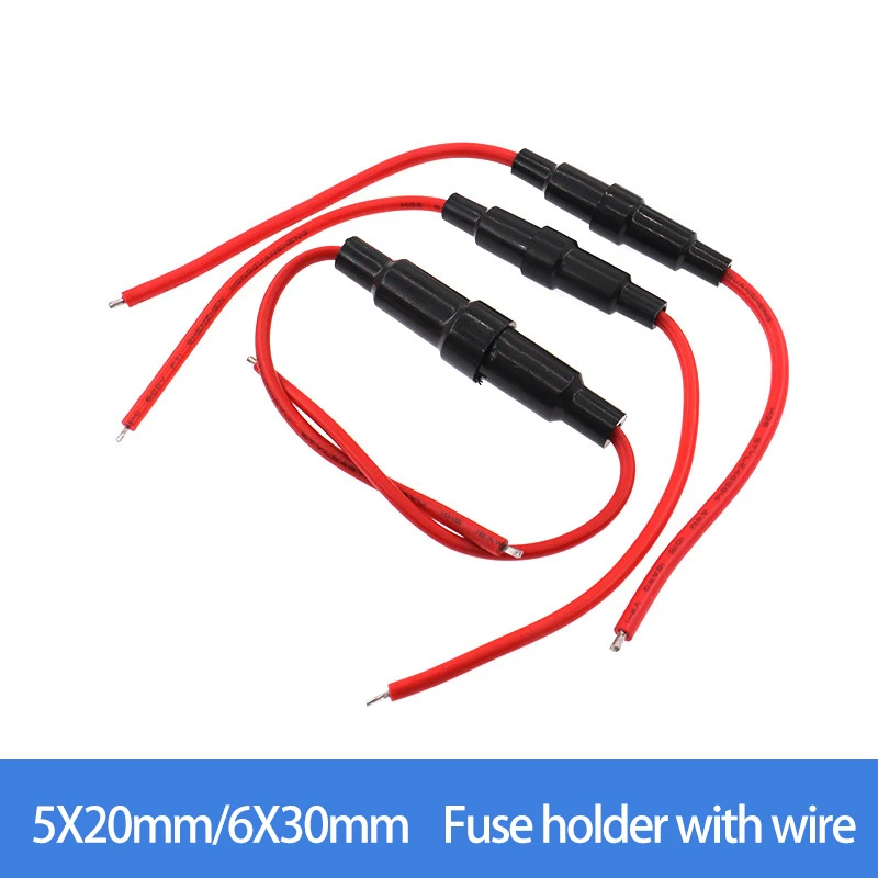 Fast-Blow Screw Type AGC Inline Tube Fuse Holder 5X20mm 6X30mm with wire fuse sleeve Glass fuse Electrical equipment power