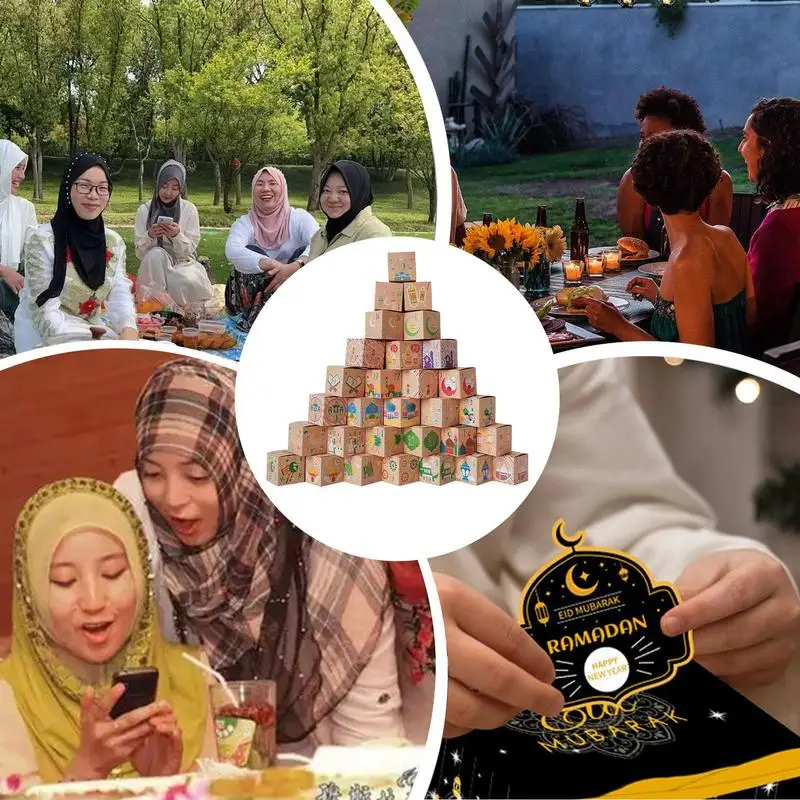 Calendari dell'Avvento Eid per bambini Calendari dell'Avvento da 30 giorni Scatola per il conto alla rovescia dell'Eid Set di blocchi per il nuovo anno cinese