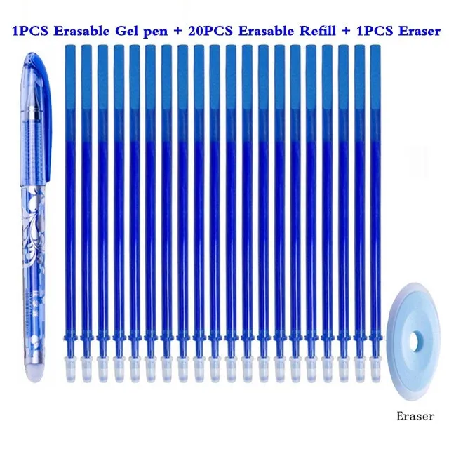 6/12/28/36/56 Stück löschbarer Gelstift, 0,5 mm Nadelspitze, verschwindender Tintenstift, wärmeaktivierte blaue Tintenfarbe, nachfüllbares Schreibwerkzeug – Detail 1