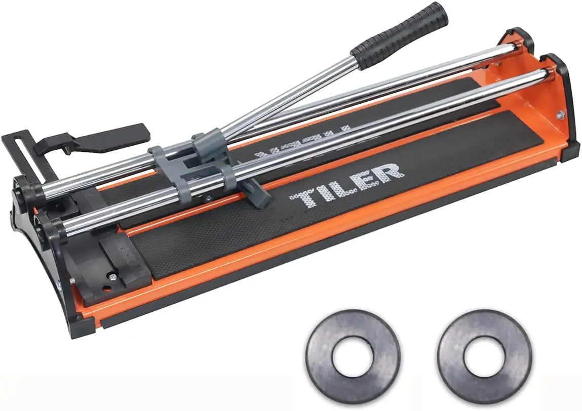 

17-Inch Manual Tile Cutter with Chrome Rails, Adjustable Gauge, Anti-Skid Feet, Bonus Spare Wheels
