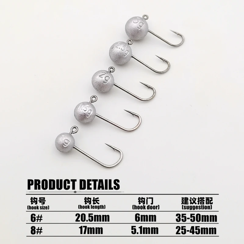 Mr JigginG 20pcs Micro Jig Head Fishing Hook 1g/1.5g/2g/2.5g/3g Super Tiny Fishing Hook Mini Soft Lure Bass  Bait Fishing Tackle