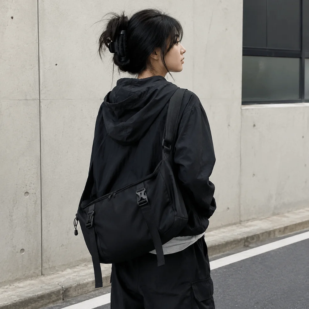 Modische Umhängetasche aus Nylonmaterial, große Kapazität, koreanischer Stil, einzelne Umhängetasche, lässiger Rucksack für Herren – Detail 3