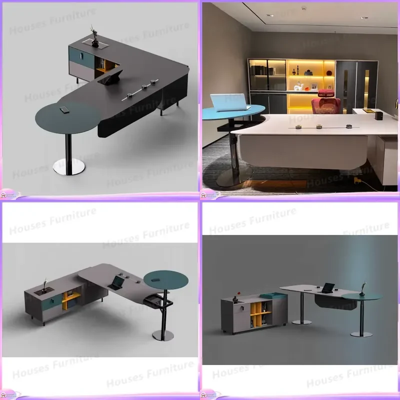 Modern Executive Desk Black Wood Office Furniture High End Manager Table Large Computer Workstation for Home Office Boss Desk