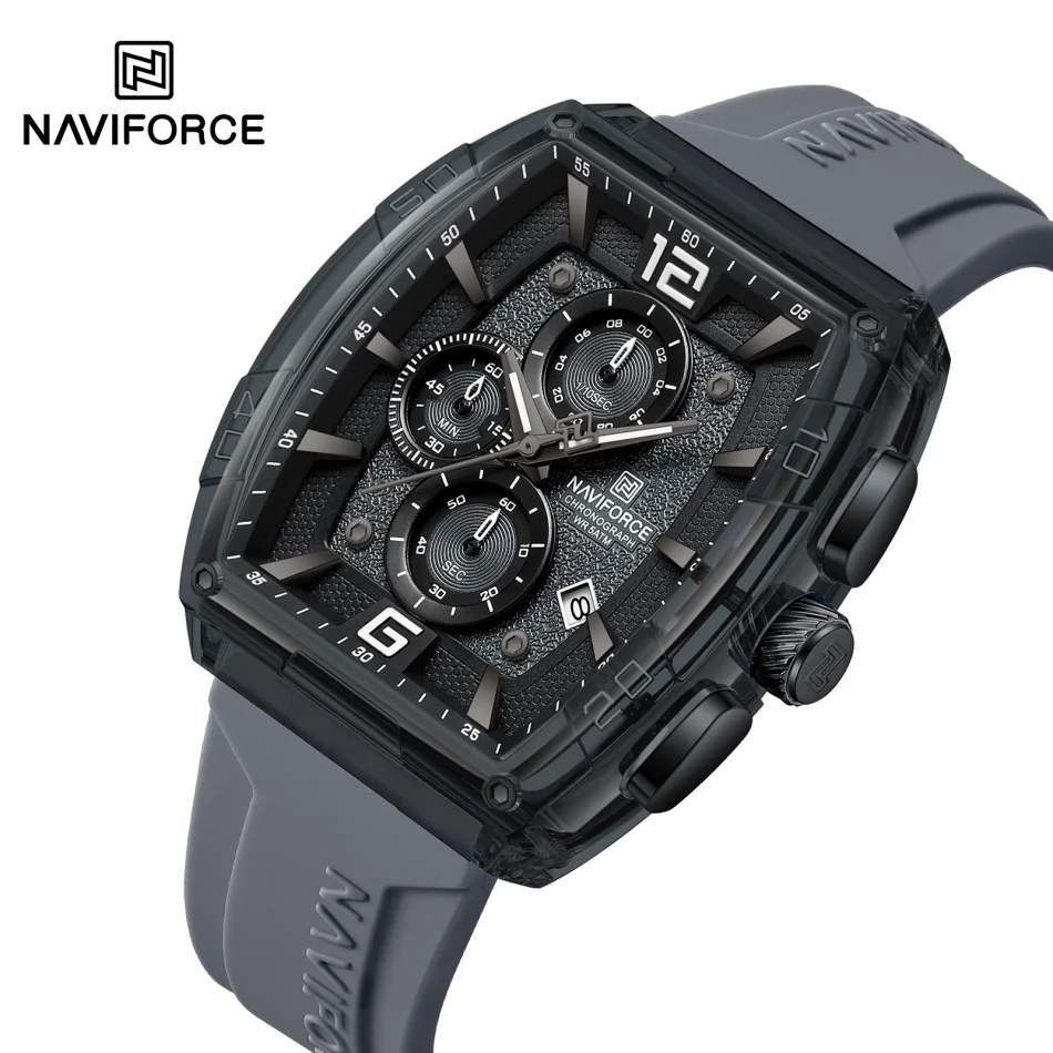 

NAVIFORCE Men Quartz Watches Silicone Strap Multifunction Waterproof Wristwatches Chronograph Male Auto Date Clock Reloj Hombre